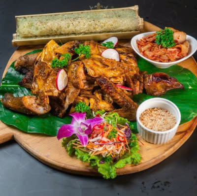 Gà nướng cơm lam